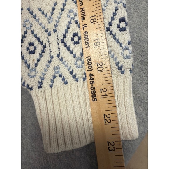 Vintage Jantzen Mens 3XL Tall Blue Cream Diamond Knit Sweater Made in USA 90s - Picture 7 of 13